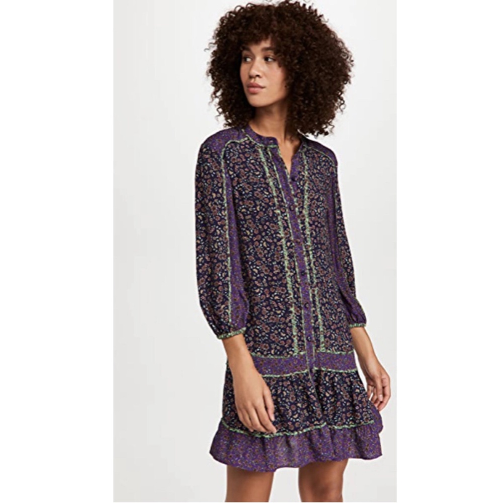 Veronica Beard Xanita Paneled Floral Print Crepe Mini Dress in Multi sz 4